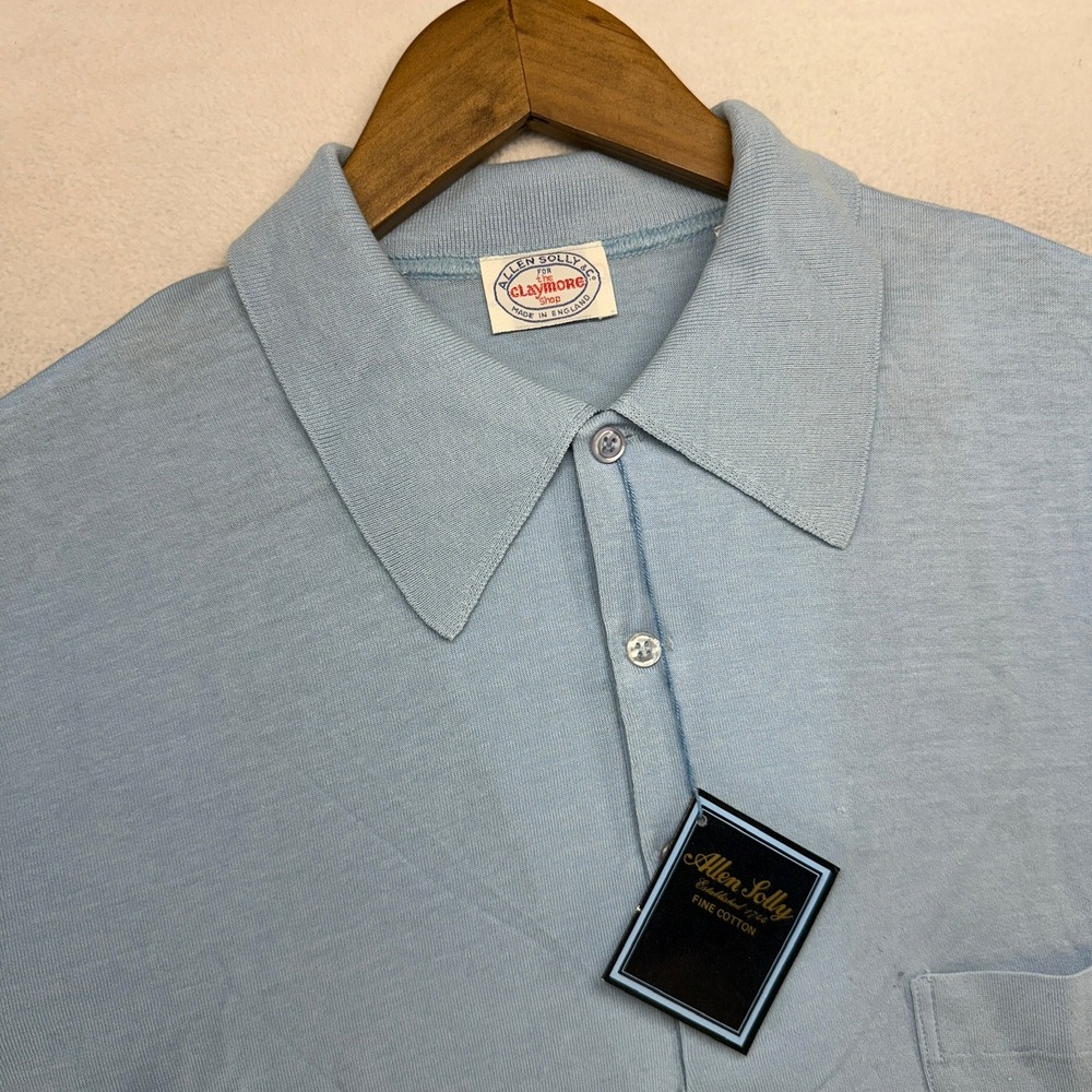 Vintage Allen Solly Polo Shirt Mens XL Blue Knit Rockabilly Preppy Deadstock NEW